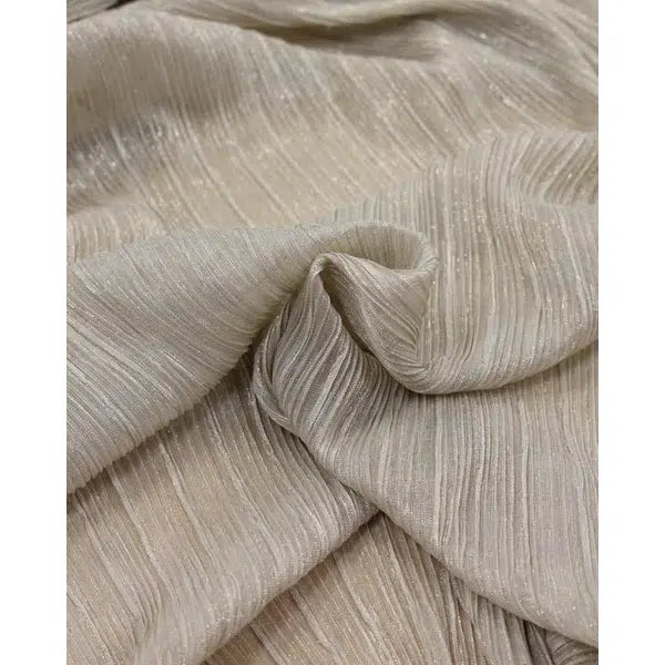 REMNANT Champagne Gold Sparkle Plissé Jersey - 230cm x 150cm | Truro Fabrics