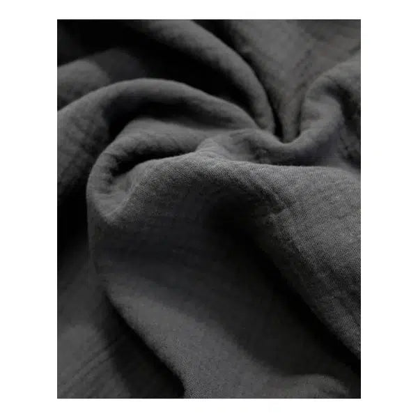 REMNANT Charcoal Cotton Double Gauze Fabric - 70cm x 135cm | Truro Fabrics