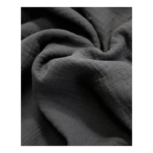 REMNANT Charcoal Cotton Double Gauze Fabric - 70cm x 135cm | Truro Fabrics