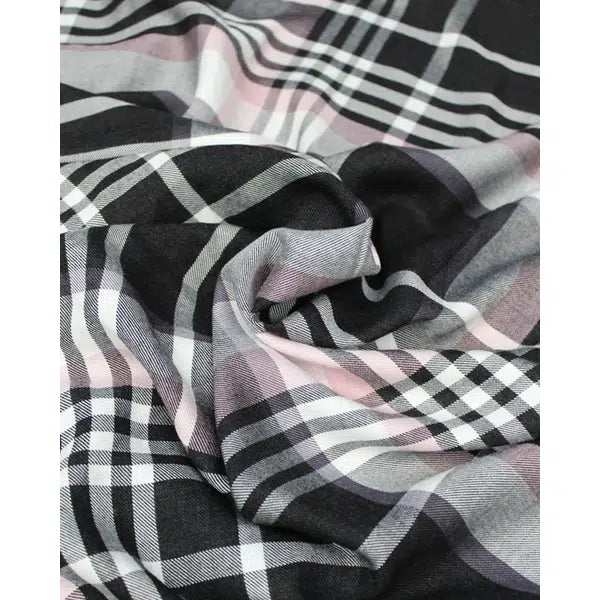 REMNANT Como Check Brushed Viscose Twill Fabric - 190cm x 140cm – view 3 | Truro Fabrics