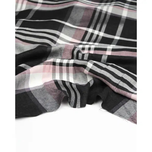 REMNANT Como Check Brushed Viscose Twill Fabric - 190cm x 140cm | Truro Fabrics