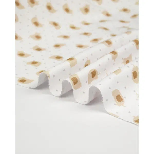 REMNANT Cotton Pique Little Elephants in Cookie - 100cm x 150cm – view 2 | Truro Fabrics