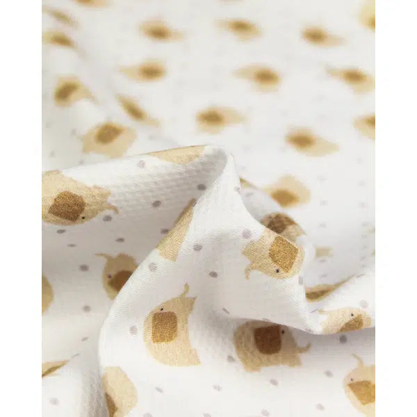 REMNANT Cotton Pique Little Elephants in Cookie - 100cm x 150cm – view 3 | Truro Fabrics