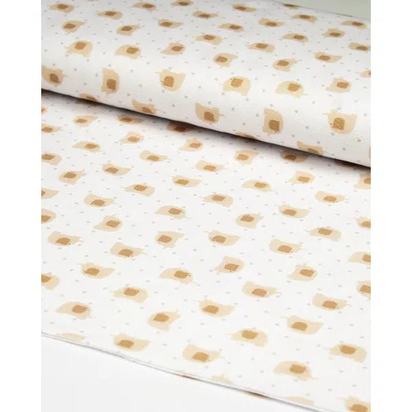 REMNANT Cotton Pique Little Elephants in Cookie - 100cm x 150cm | Truro Fabrics