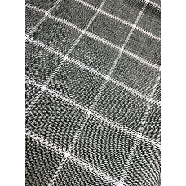 REMNANT Forest Green Grid Check Linen Fabric - 80cm x 140cm – view 2 | Truro Fabrics