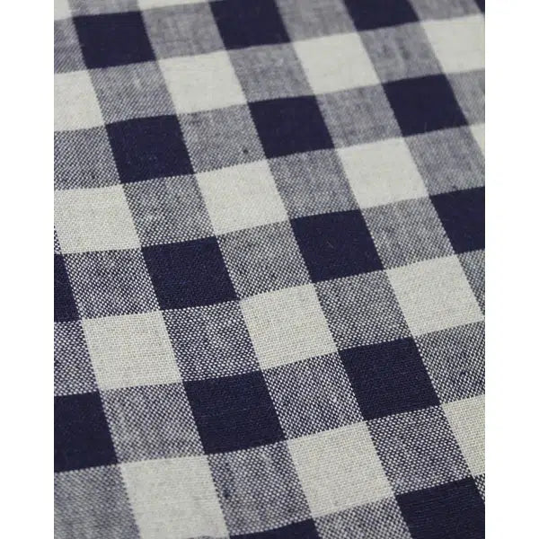 REMNANT Laundered Linen Gingham Navy - 80cm x 137cm – view 2 | Truro Fabrics