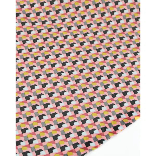 REMNANT Modal French Terry Geo Tile Pink - 140cm x 150cm | Truro Fabrics