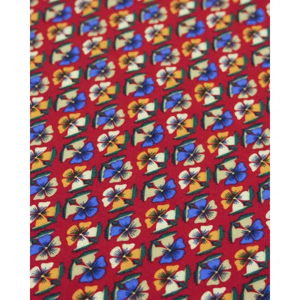REMNANT Ruby Red Pansy Viscose Challis Lawn - 240cm x 140cm – view 3 | Truro Fabrics