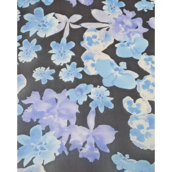REMNANT Silk Chiffon Blue Floral - 110cm x 135cm – view 4 | Truro Fabrics