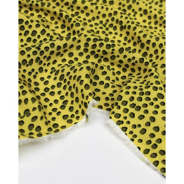 REMNANT Viscose Challis Cheetah Spot Yellow - 260cm x 140cm – view 4 | Truro Fabrics