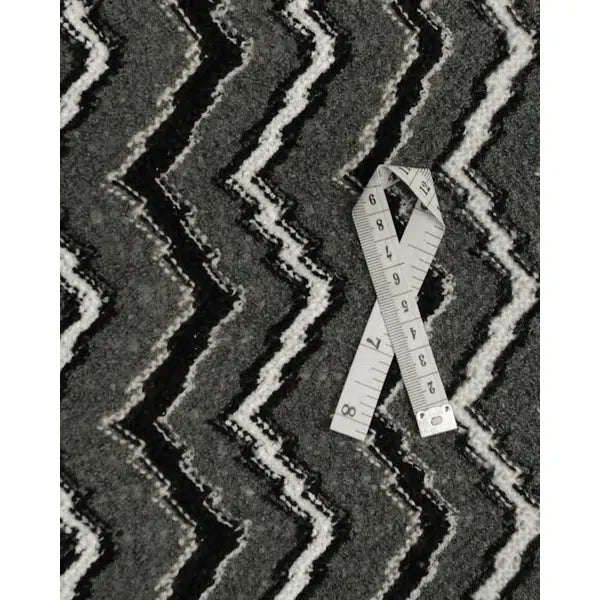 REMNANT Wool Blend Knit Grey Chevron - 250cm x 140cm – view 3 | Truro Fabrics