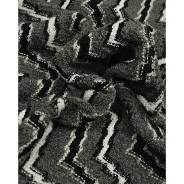 REMNANT Wool Blend Knit Grey Chevron - 250cm x 140cm | Truro Fabrics