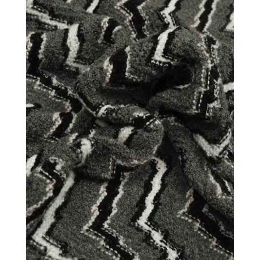 REMNANT Wool Blend Knit Grey Chevron - 250cm x 140cm | Truro Fabrics