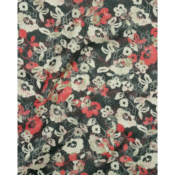 REMNANT Wool Challis Scatter Floral Red - 190cm x 140cm – view 2 | Truro Fabrics