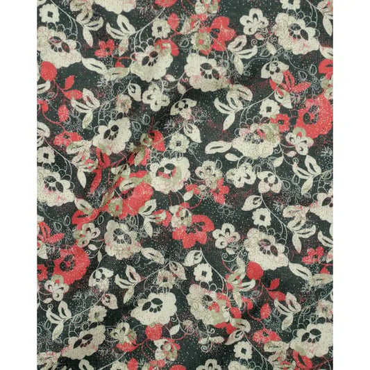 REMNANT Wool Challis Scatter Floral Red - 200cm x 140cm – view 2 | Truro Fabrics