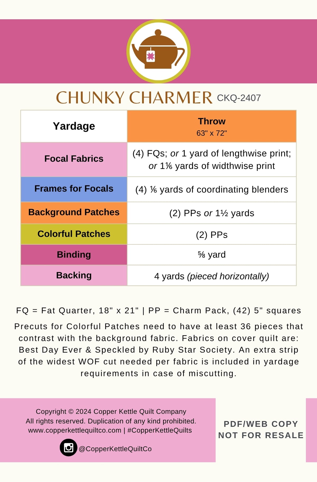 Chunky Charmer | CKQ-2407 Quilt Pattern