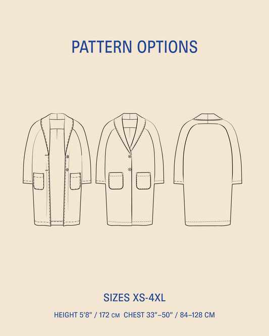 WBM Cocoon coat sewing pattern options