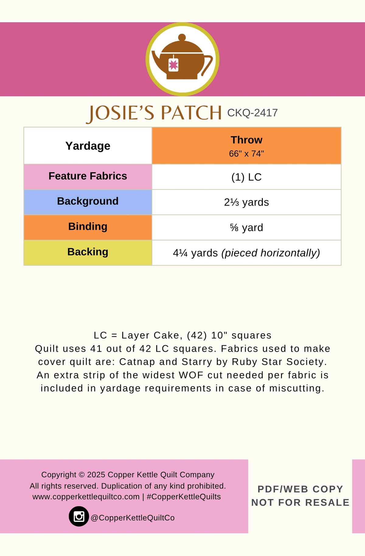 Josie's Patch | CKQ-2417 Quilt Pattern