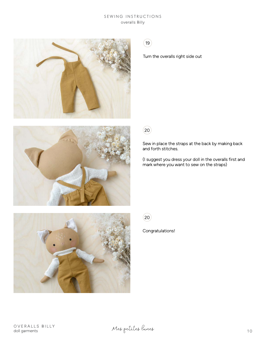 Sewing Pattern - Cat doll + 2 outfits