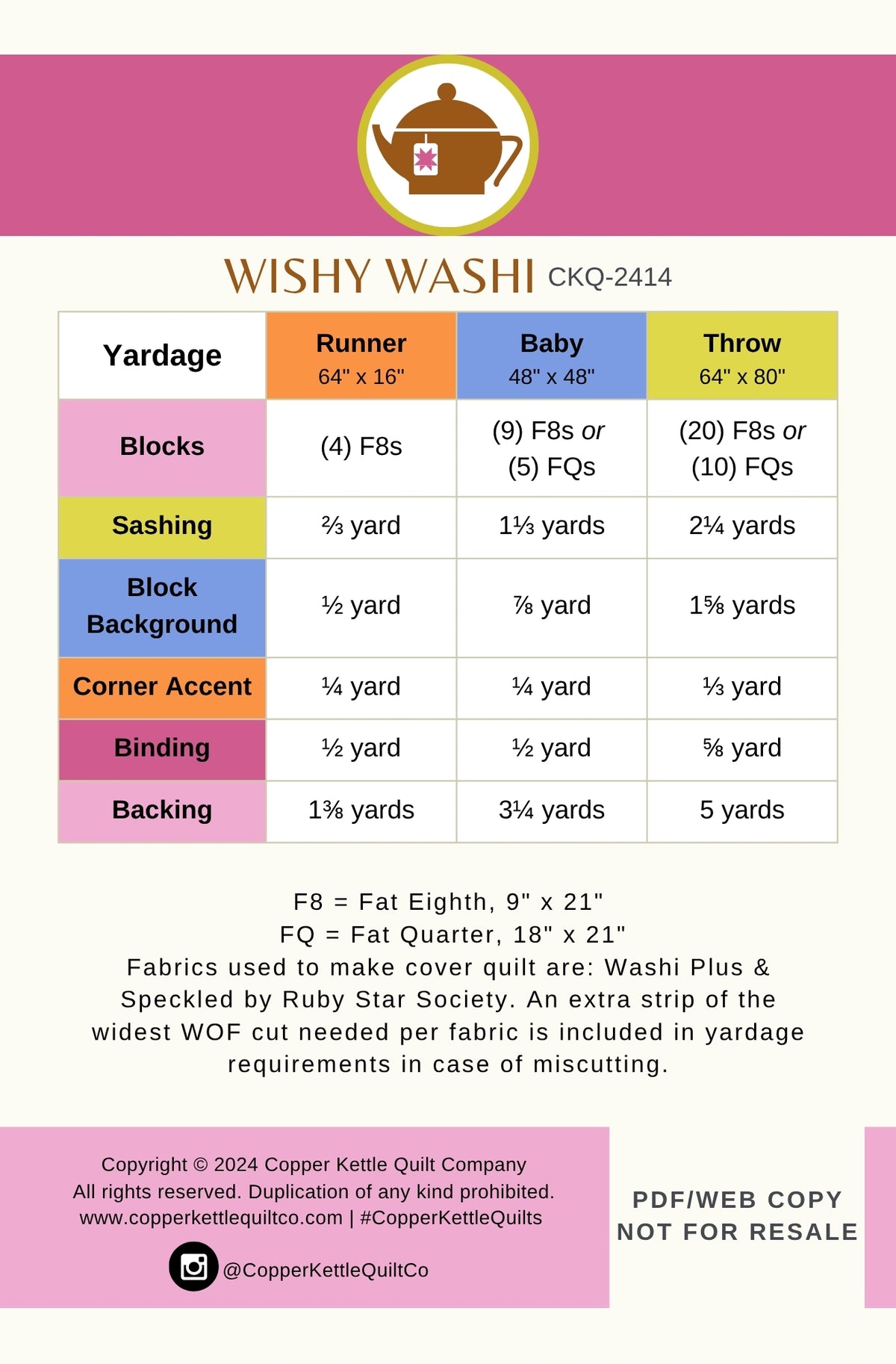 Wishy Washi | CKQ-2414 Quilt Pattern