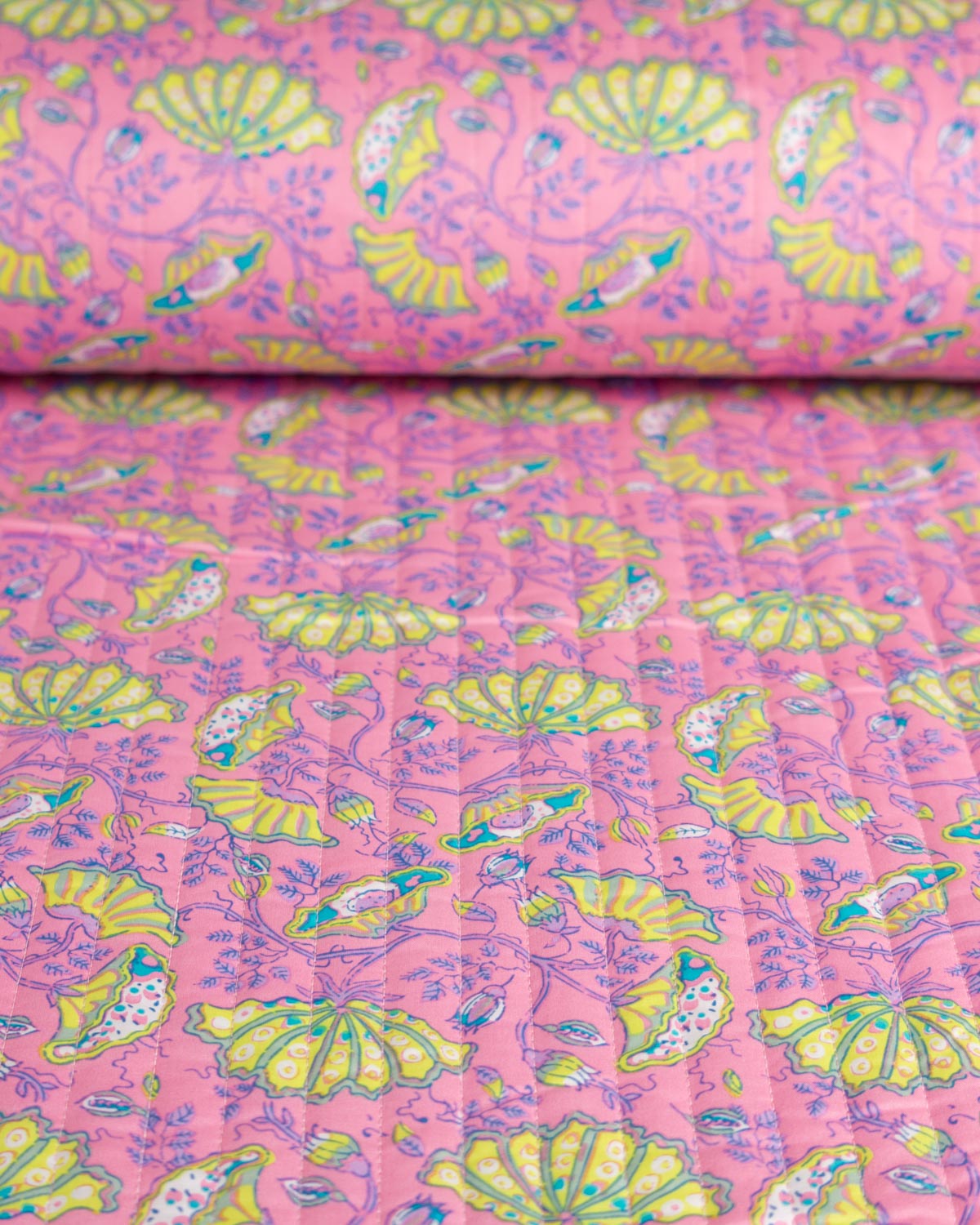 Reversible Quilted Cotton Fabric - Sugar Petal