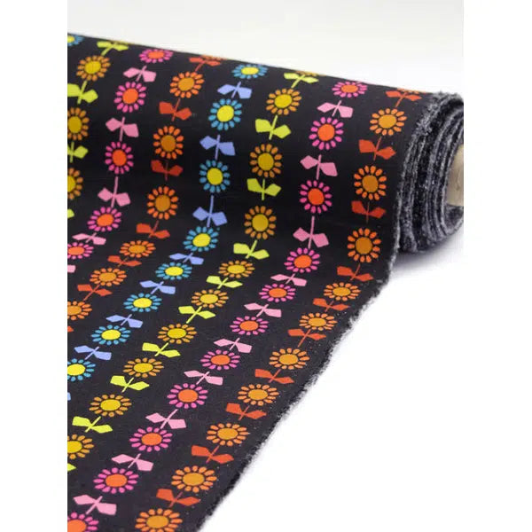 Ruby Star Society Canvas Fabric - Daisy Stripe - Black – view 2 | Truro Fabrics