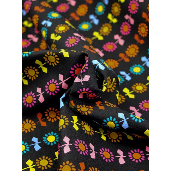 Ruby Star Society Canvas Fabric - Daisy Stripe - Black – view 4 | Truro Fabrics