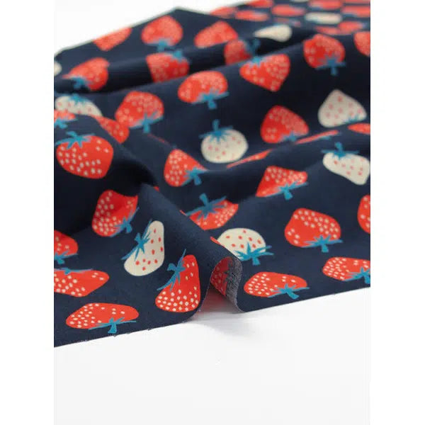 Ruby Star Society Canvas Fabric - Strawberry Navy | Truro Fabrics