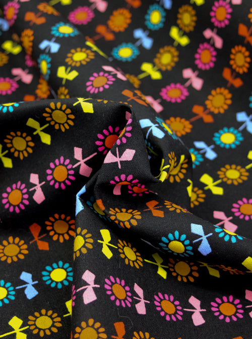 Ruby Star Society Canvas Fabric - Daisy Stripe - Black