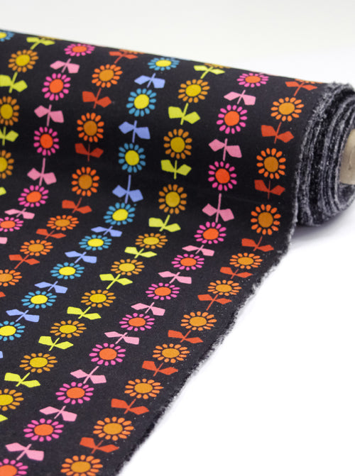 Ruby Star Society Canvas Fabric - Daisy Stripe - Black