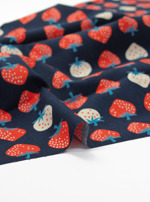 Ruby Star Society Canvas Fabric - Strawberry Navy
