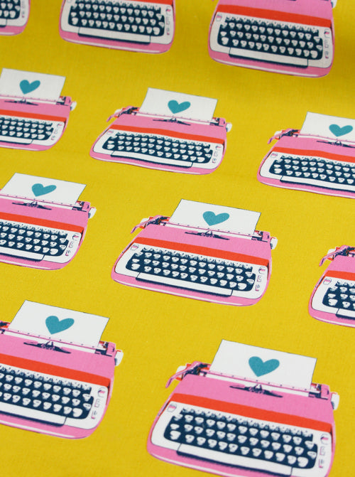 Ruby Star Society Cotton Linen Fabric - Typewriters Canvas - Golden Hour