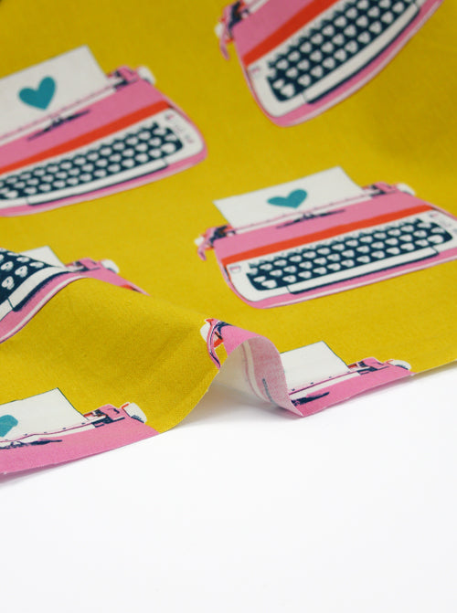 Ruby Star Society Cotton Linen Fabric - Typewriters Canvas - Golden Hour