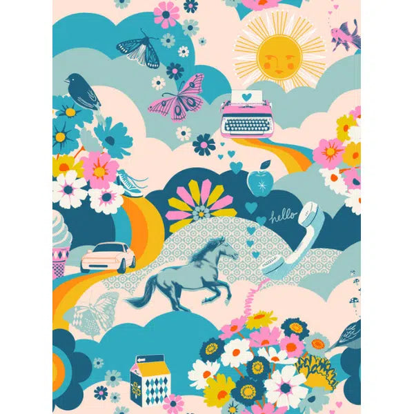 Ruby Star Society Cotton Fabric - Best Day Ever - Panel Print - Teal | Truro Fabrics