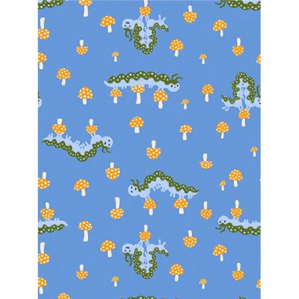 Ruby Star Society Cotton Fabric - Hello Alice - Caterpillar - Lindley Blue | Truro Fabrics