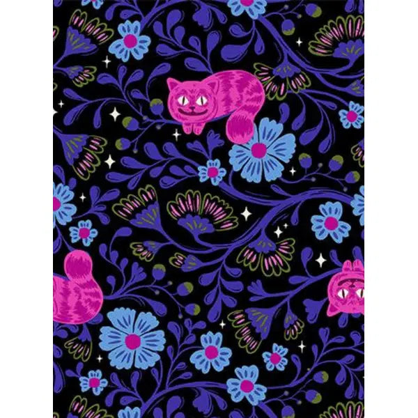 Ruby Star Society Cotton Fabric - Hello Alice - Cheshire Cat - Black | Truro Fabrics