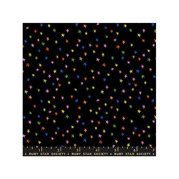 Ruby Star Society Cotton Fabric - Mini Starry Black Vivid Rainbow – view 2 | Truro Fabrics