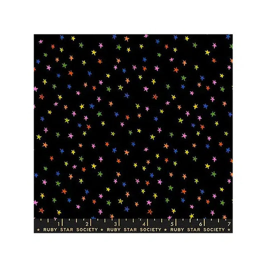 Ruby Star Society Cotton Fabric - Mini Starry Black Vivid Rainbow – view 2 | Truro Fabrics