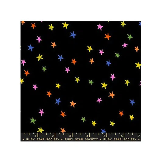 Ruby Star Society Cotton Fabric - Starry Black Vivid Rainbow – view 2 | Truro Fabrics
