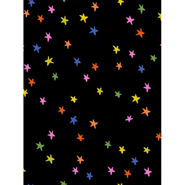 Ruby Star Society Cotton Fabric - Starry Black Vivid Rainbow | Truro Fabrics