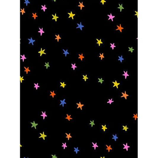 Ruby Star Society Cotton Fabric - Starry Black Vivid Rainbow | Truro Fabrics