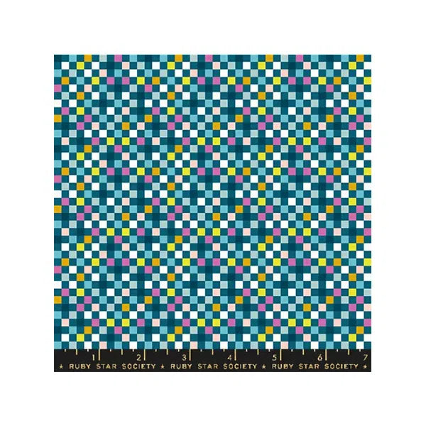 Ruby Star Society Cotton Fabric - Washi Plus - Checkmate Teal – view 2 | Truro Fabrics