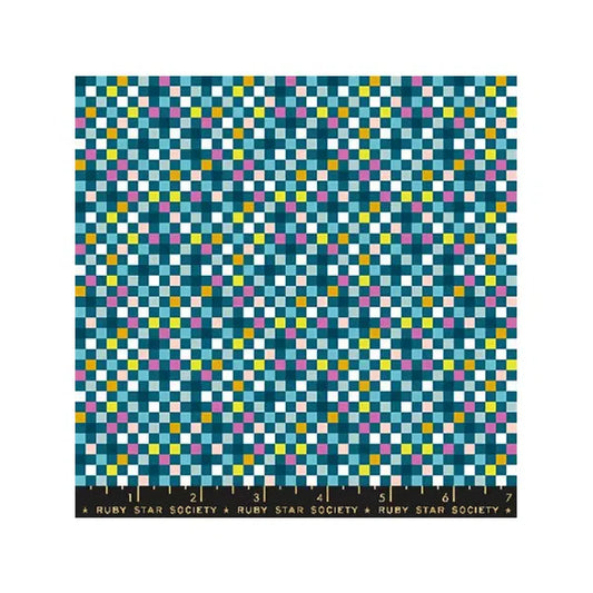 Ruby Star Society Cotton Fabric - Washi Plus - Checkmate Teal – view 2 | Truro Fabrics