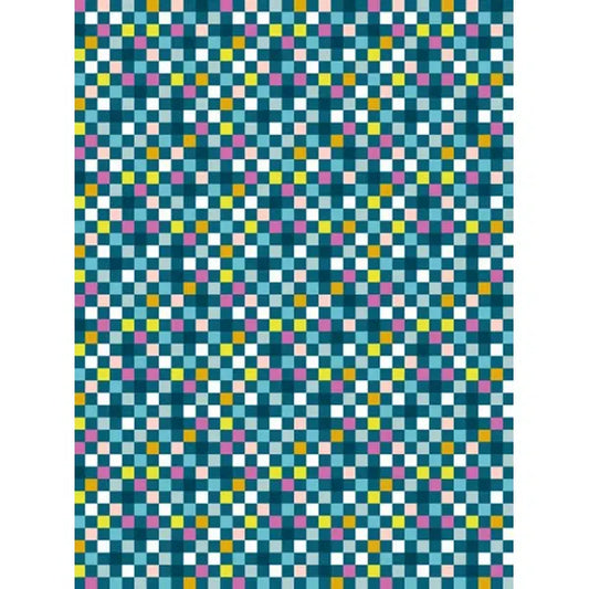 Ruby Star Society Cotton Fabric - Washi Plus - Checkmate Teal | Truro Fabrics