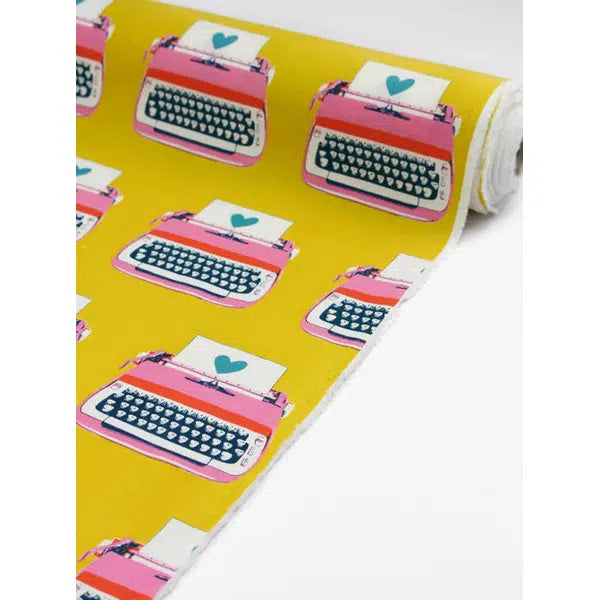 Ruby Star Society Cotton Linen Fabric - Typewriters Canvas - Golden Hour – view 2 | Truro Fabrics