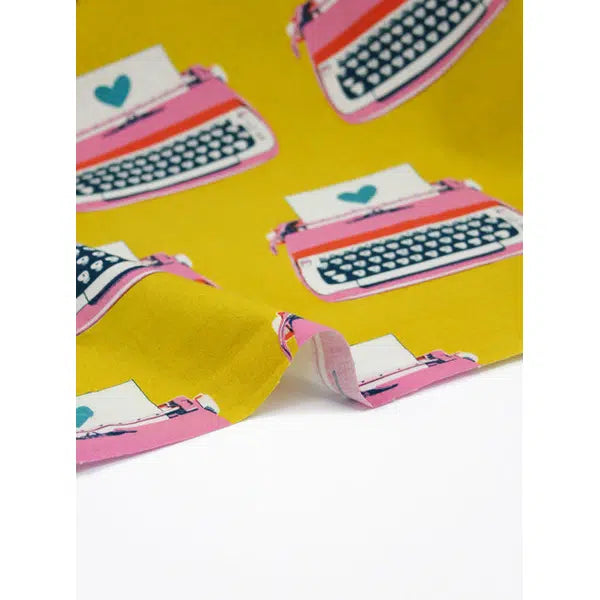 Ruby Star Society Cotton Linen Fabric - Typewriters Canvas - Golden Hour – view 3 | Truro Fabrics