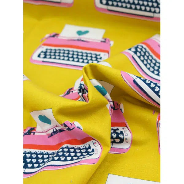 Ruby Star Society Cotton Linen Fabric - Typewriters Canvas - Golden Hour – view 5 | Truro Fabrics