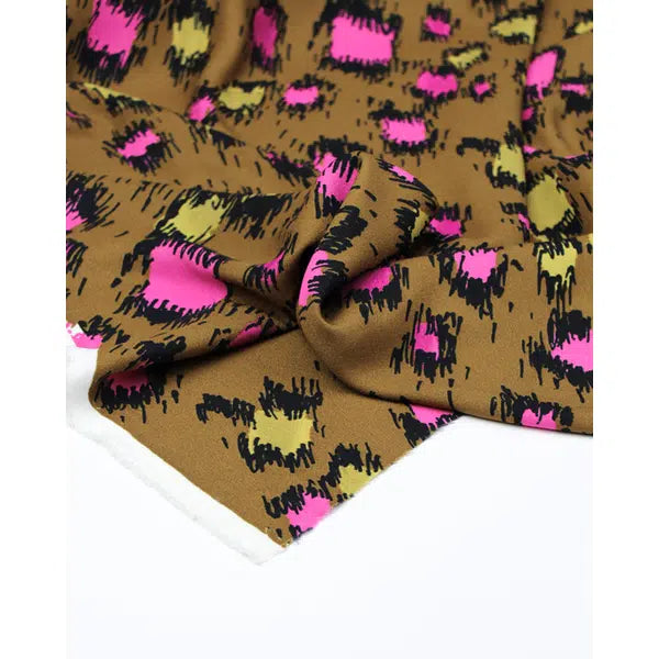 Satin Backed Crepe Fabric - Sketch Leopard | Truro Fabrics