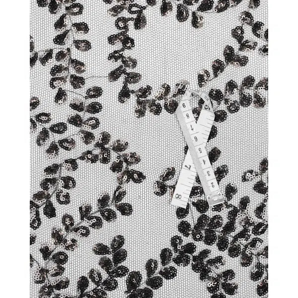 Sequin Tulle Fabric - Black Leaves – view 4 | Truro Fabrics
