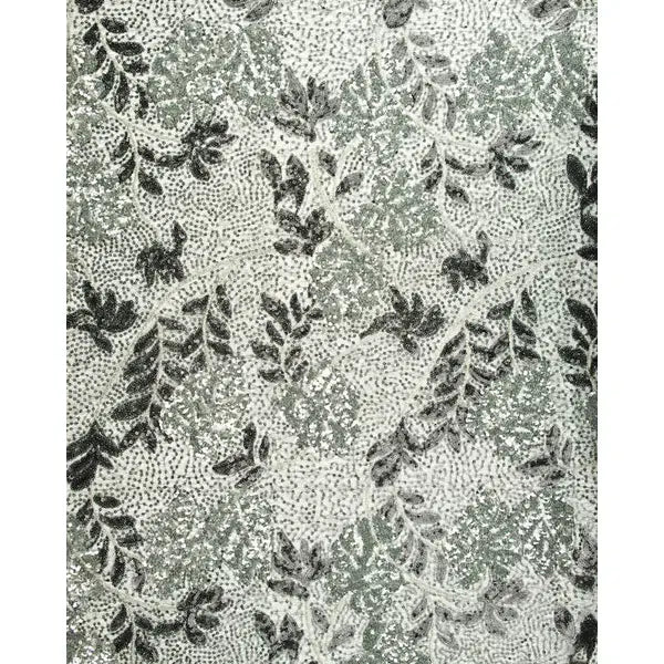 Sequin Tulle Fabric - Black & Silver Leaves – view 3 | Truro Fabrics